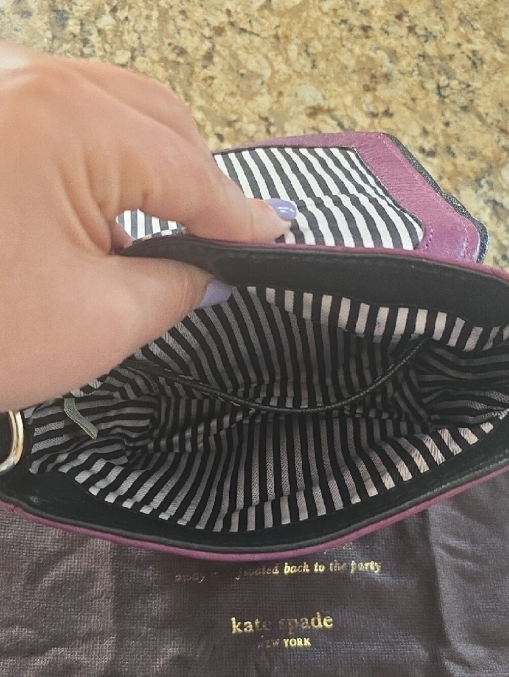 kate spade Plum/Pink Leather Crossbody with Contrast Trim Dustbag Included. - Picture 7 of 9